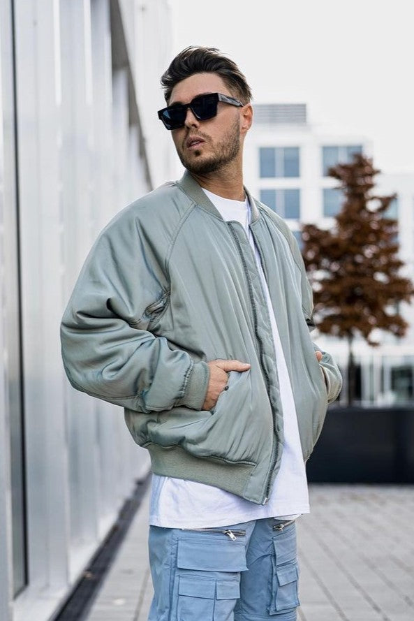 Padded bomber jacket with lapel collar