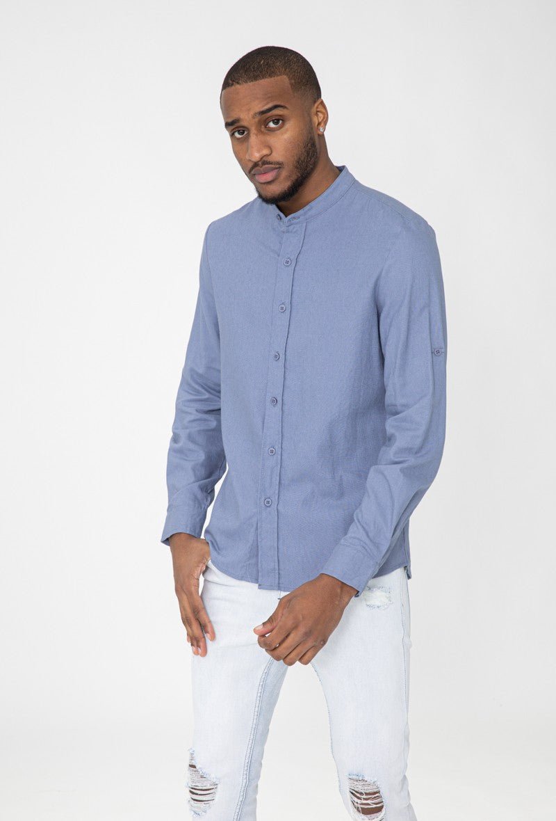 Chemise lin col discount mao