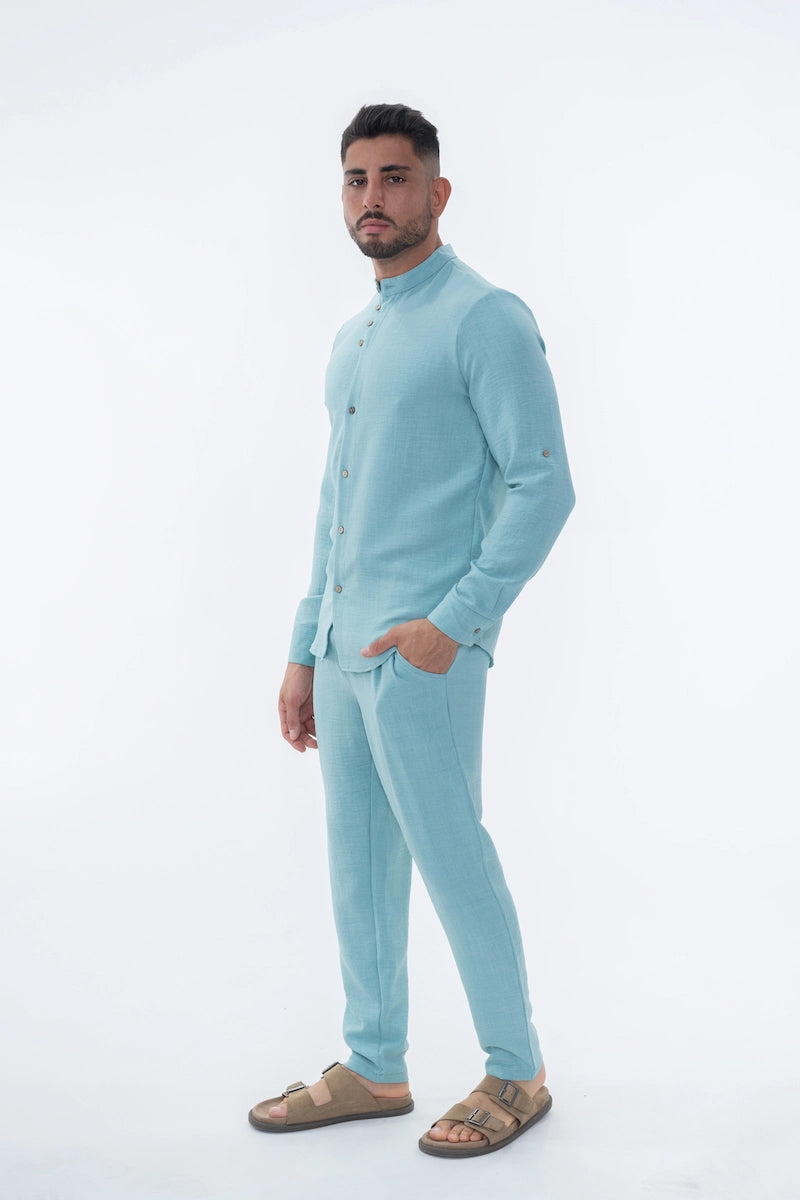 Ensemble uni chemise manches courtes pantalon