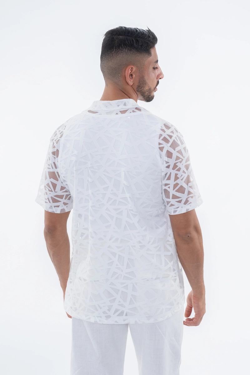 Chemise uni manches courtes transparente