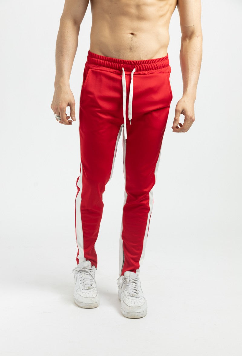 Jogging rouge best sale bande blanche