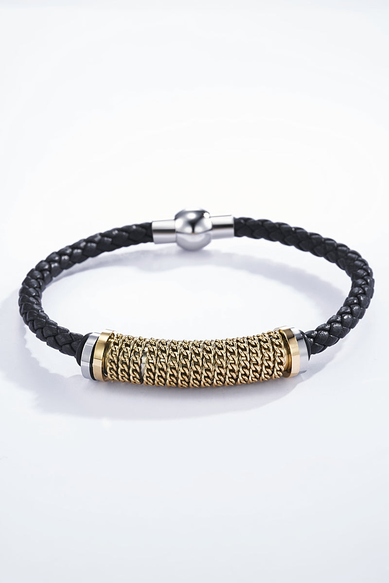 Bracelet cuir et acier