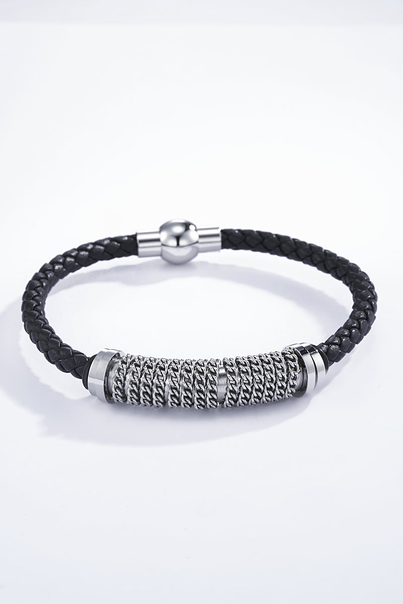 Bracelet cuir et acier