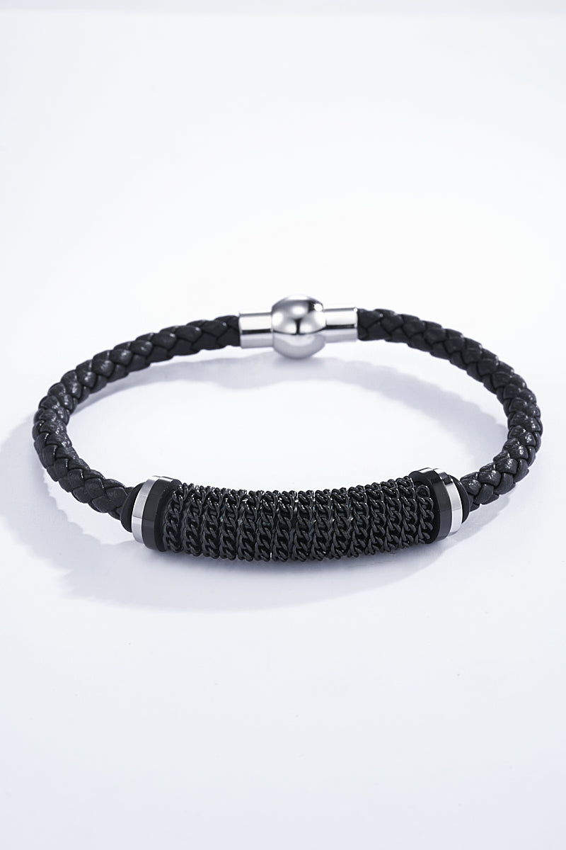 Bracelet cuir et acier