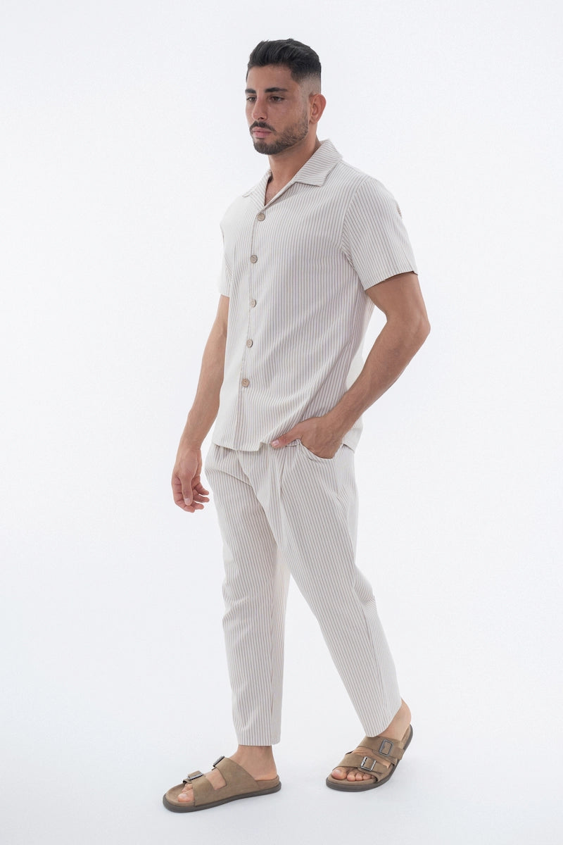 Ensemble à rayures chemise manches courtes pantalon