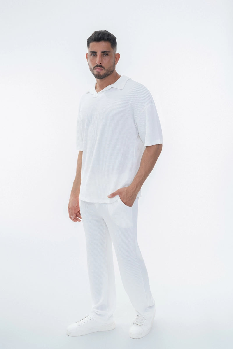 Ensemble uni plissé t-shirt pantalon