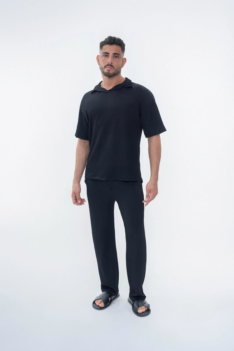 Ensemble uni plissé t-shirt pantalon