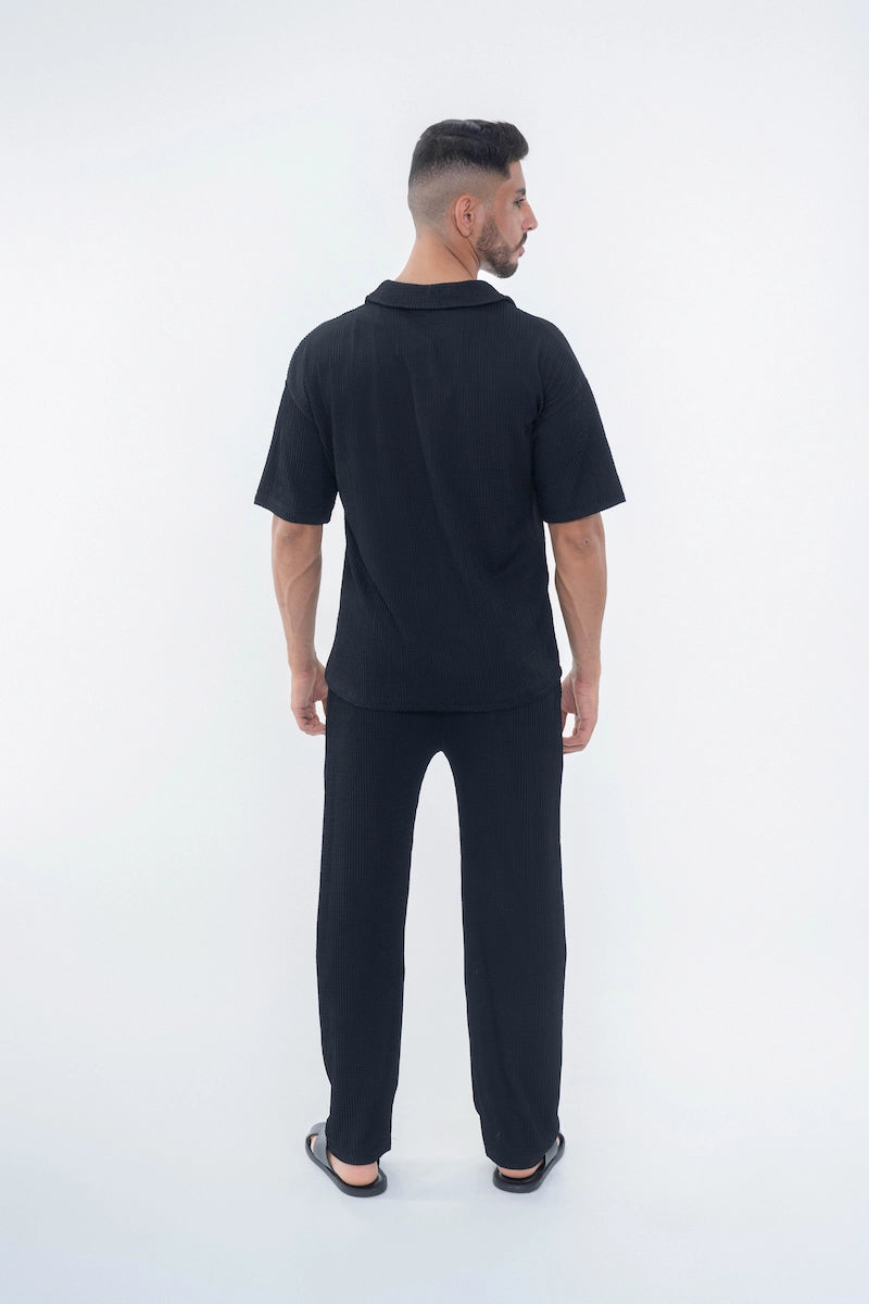 Ensemble uni plissé t-shirt pantalon