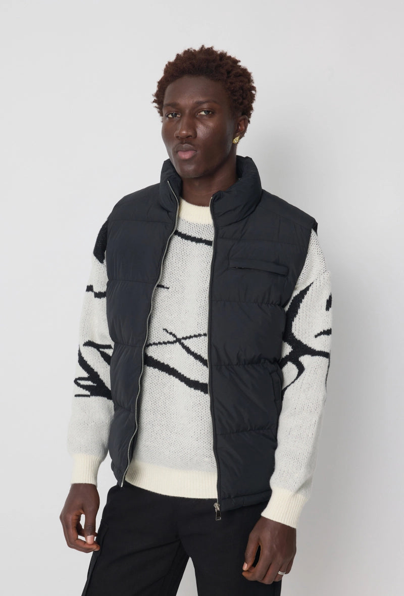 Sleeveless zipped down jacket