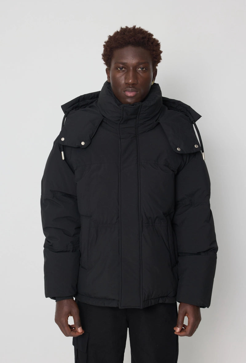 Quilted down jacket with big hood