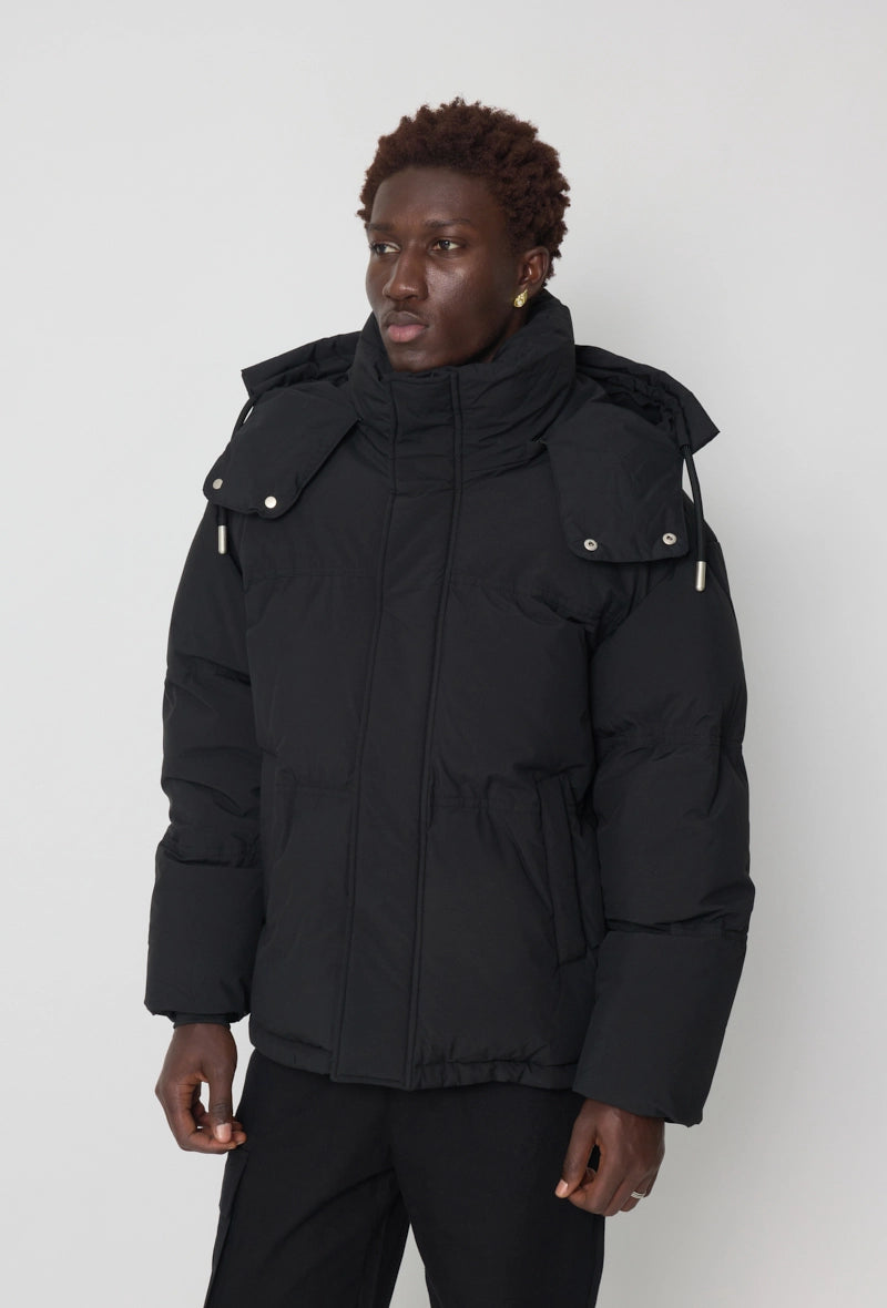 Quilted down jacket with big hood