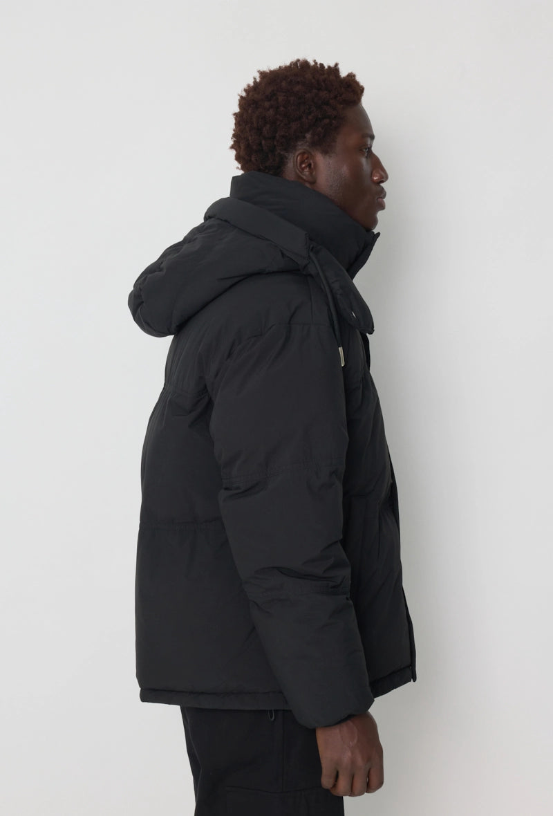 Quilted down jacket with big hood