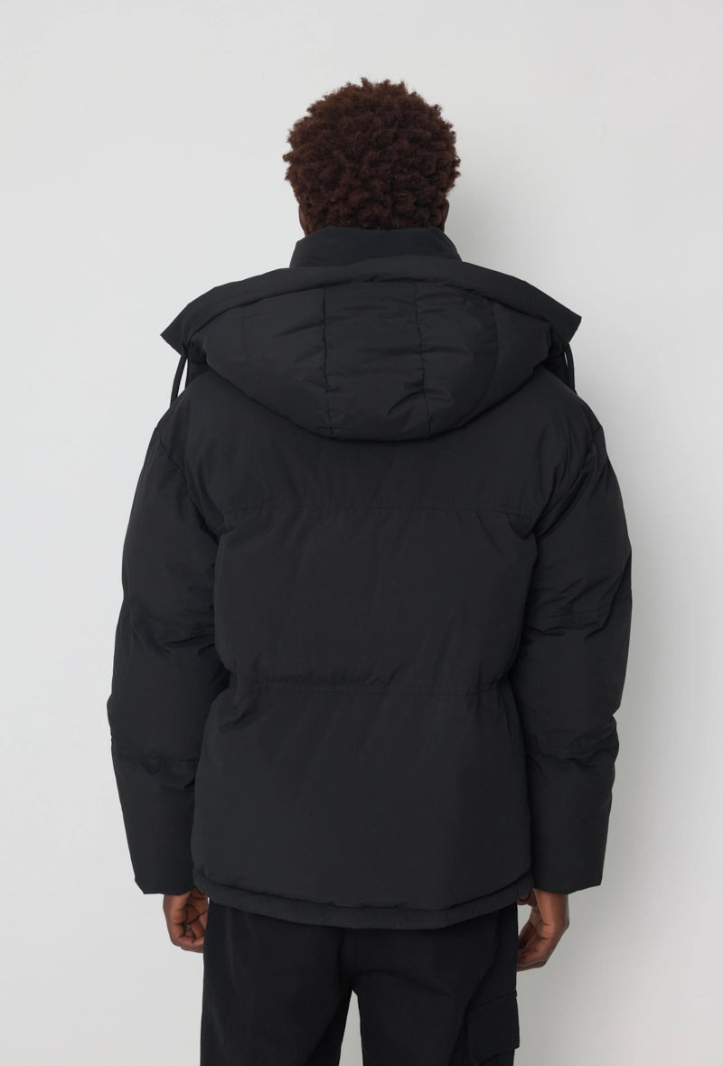 Quilted down jacket with big hood