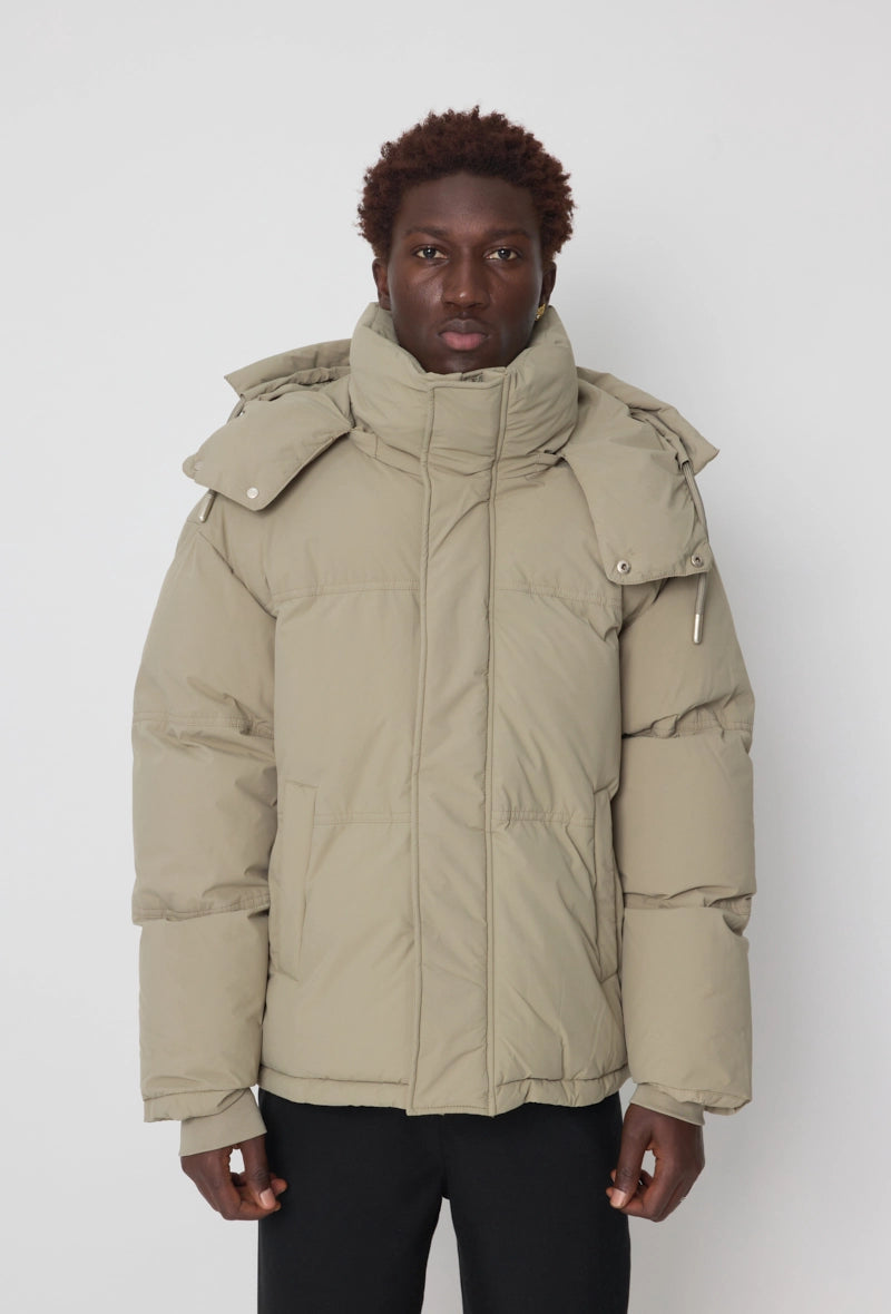 Quilted down jacket with big hood