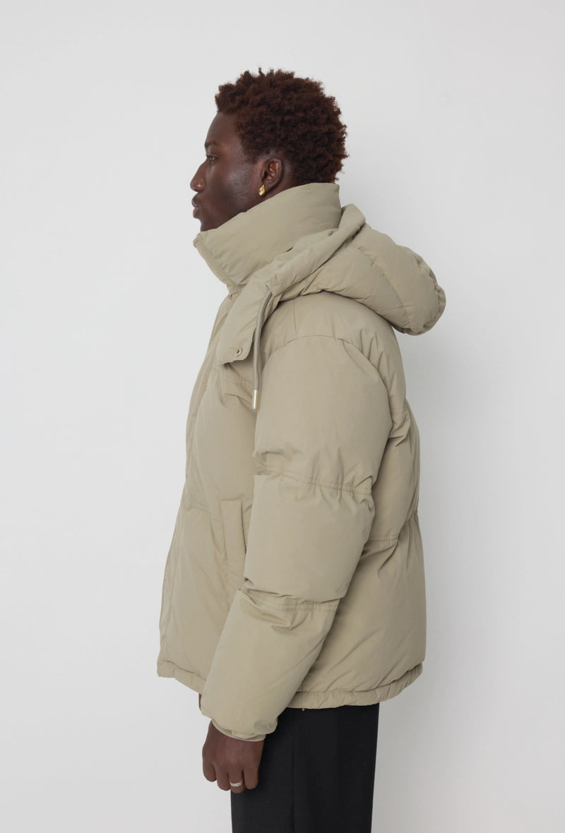 Quilted down jacket with big hood