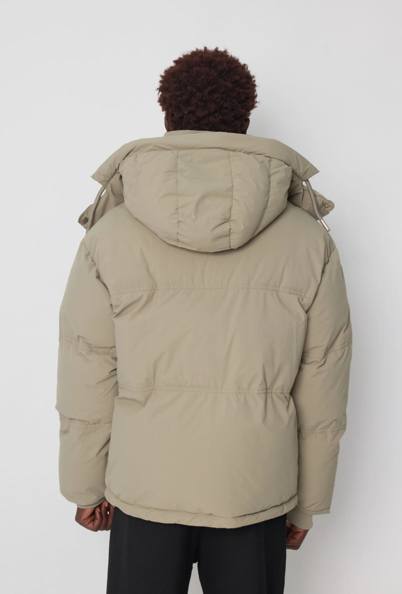 Quilted down jacket with big hood