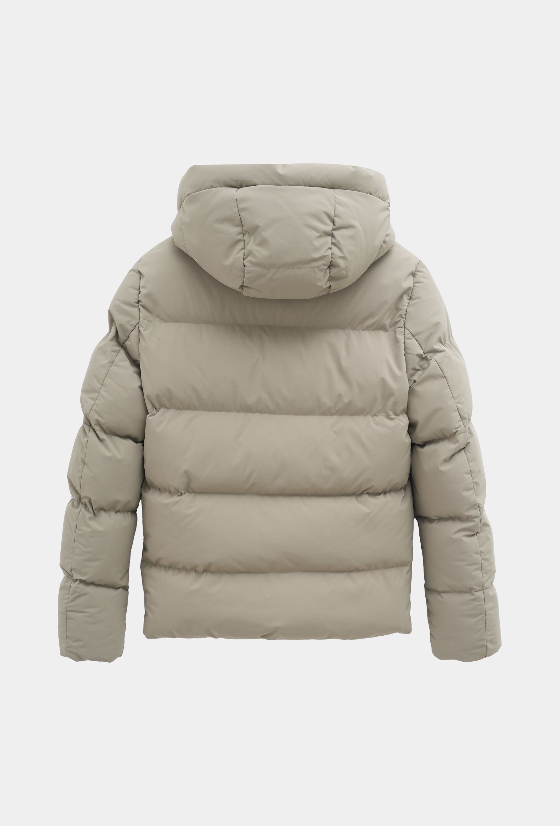 Quilted down jacket with adjustable hood