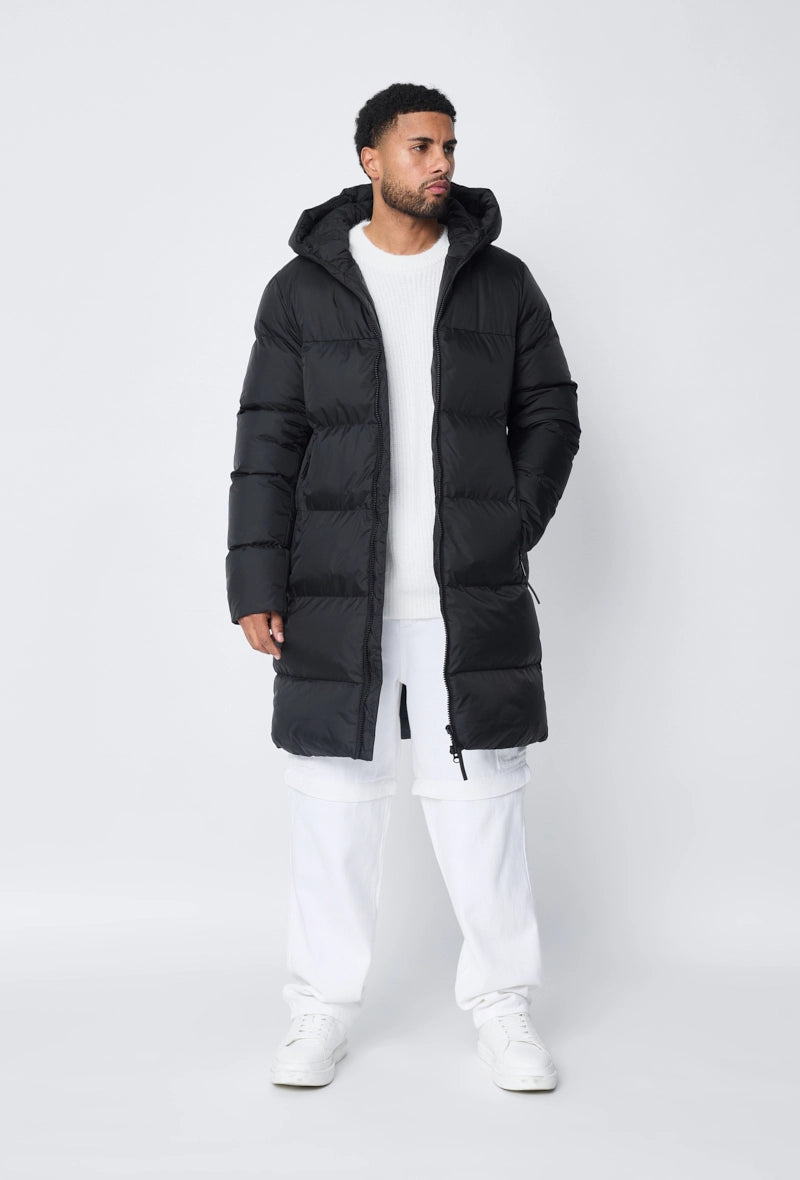 Long hooded down jacket