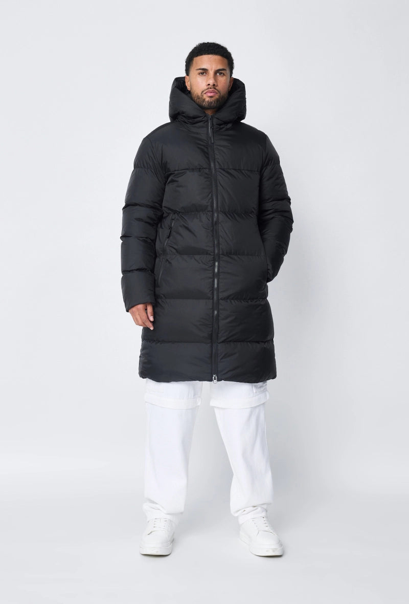 Long hooded down jacket