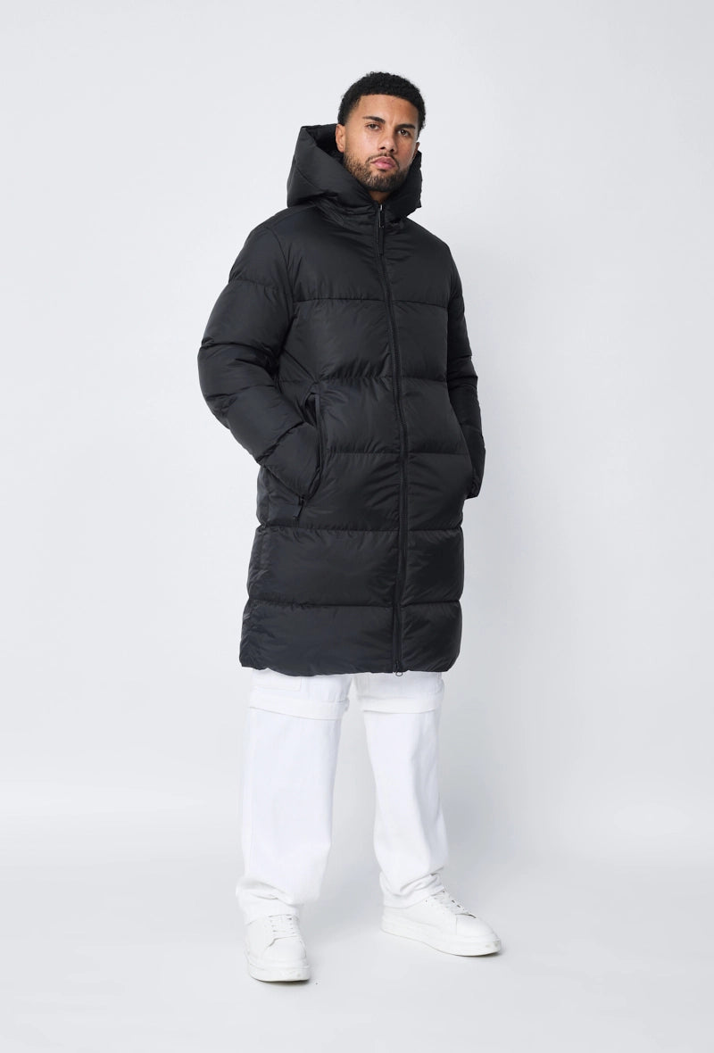 Long hooded down jacket