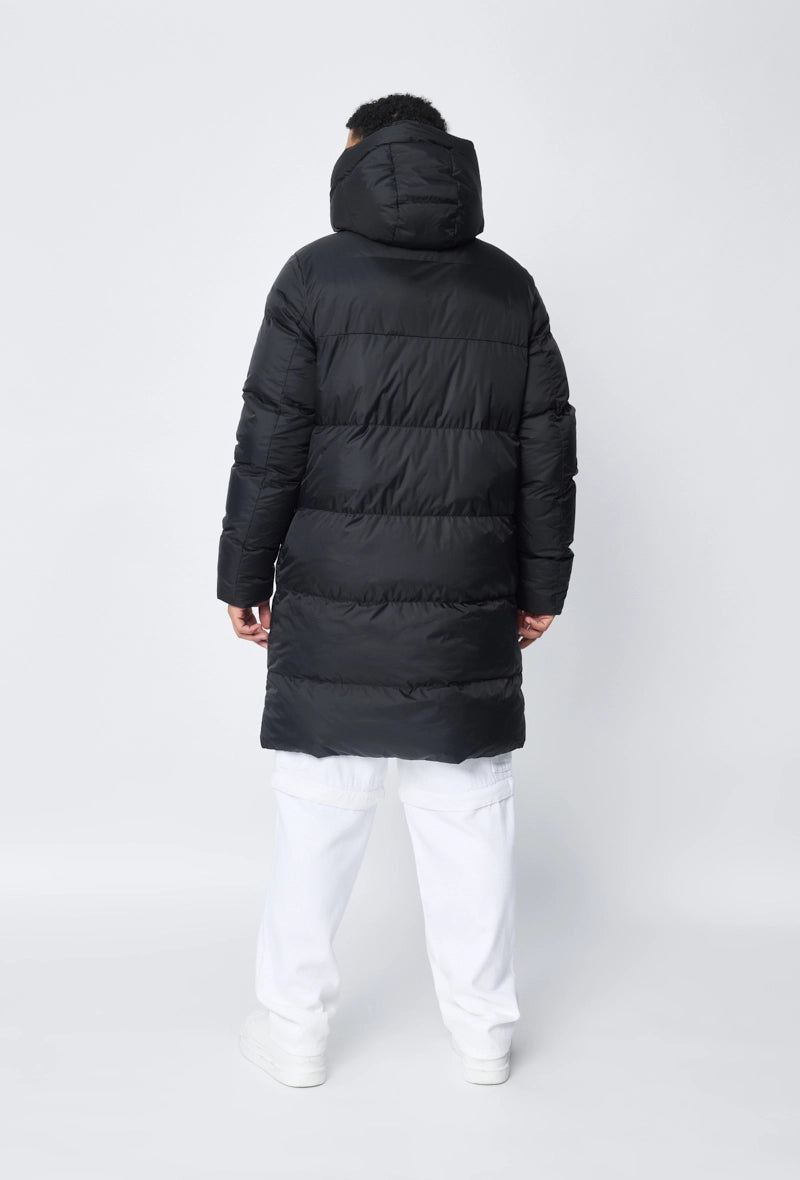 Long hooded down jacket