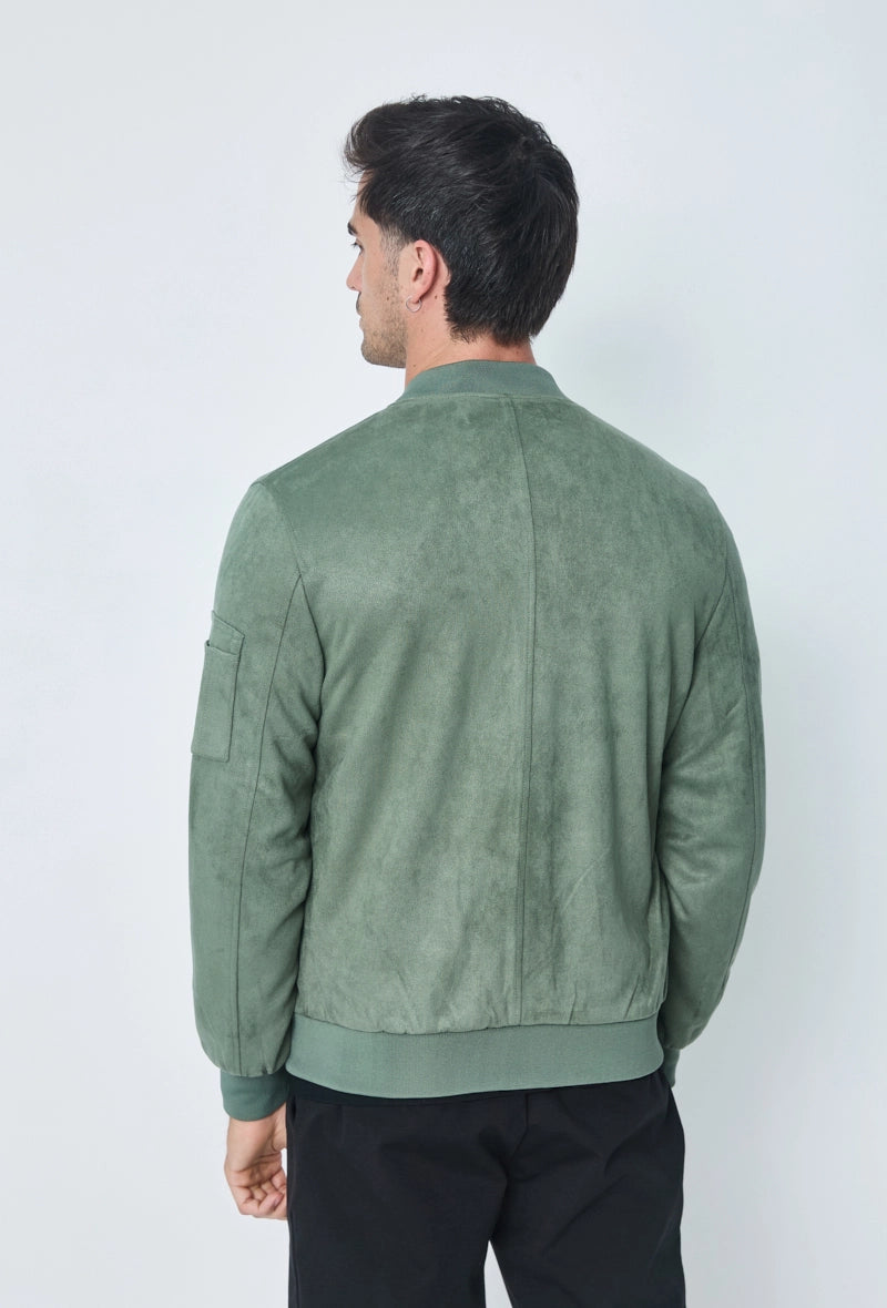 Faux suede bomber