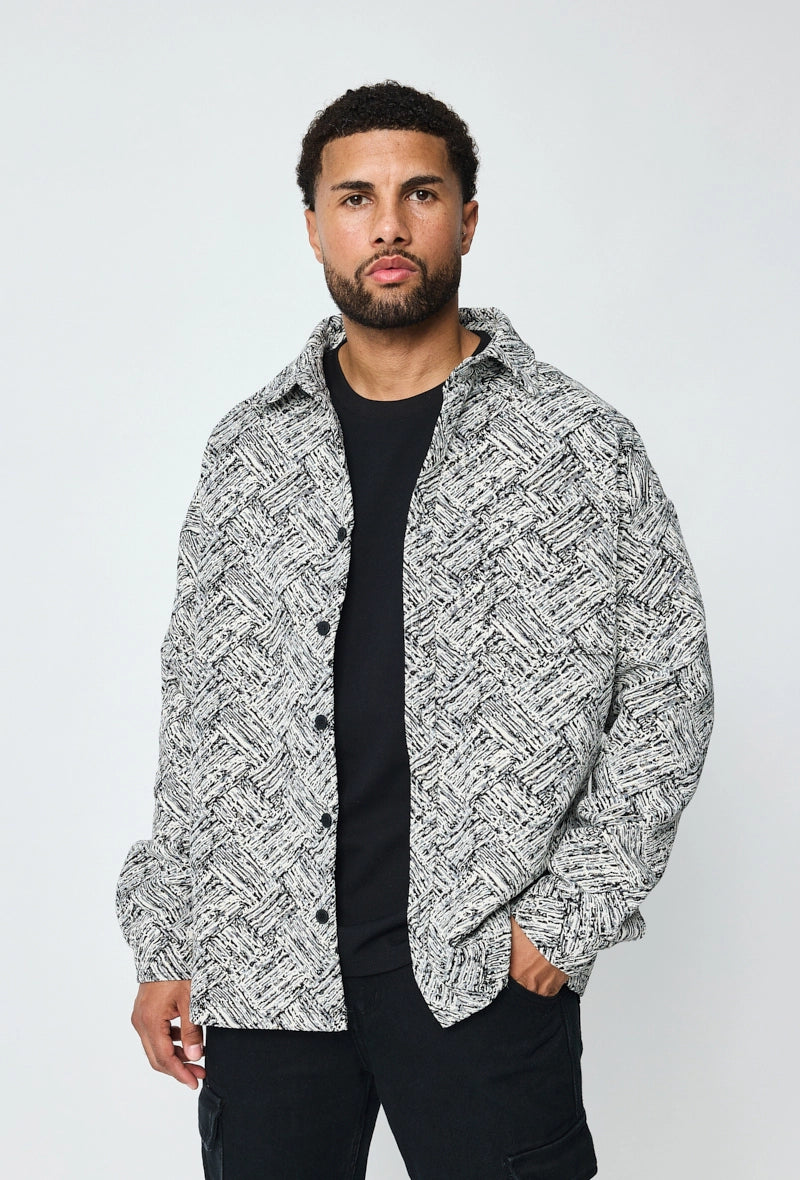 Aztec print canvas overshirt