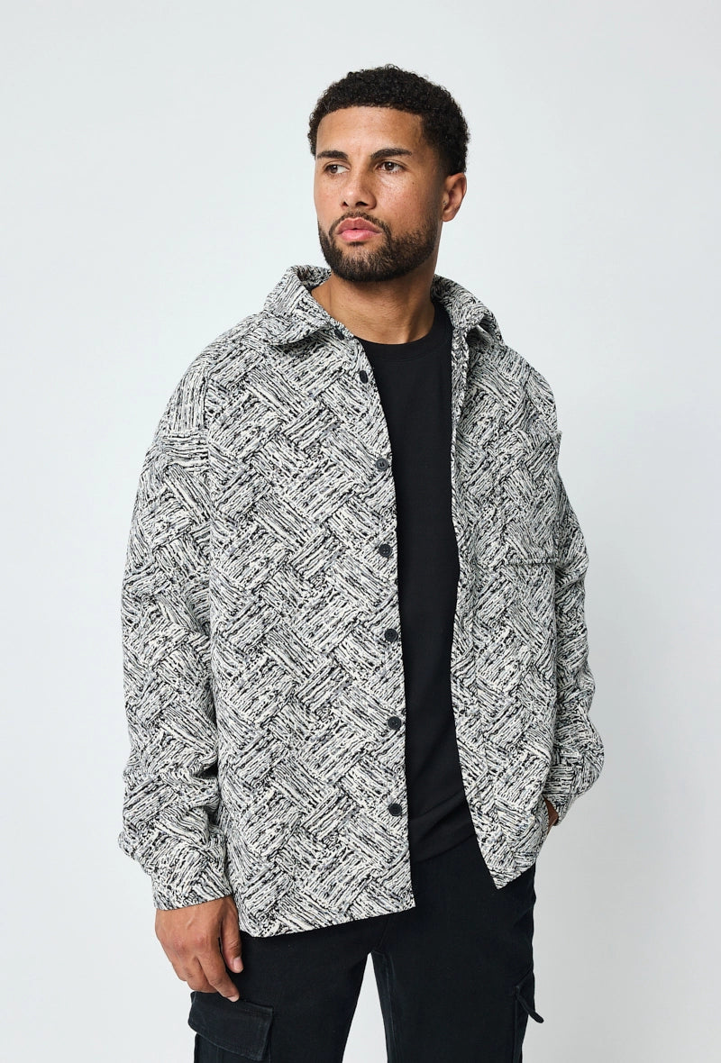 Aztec print canvas overshirt