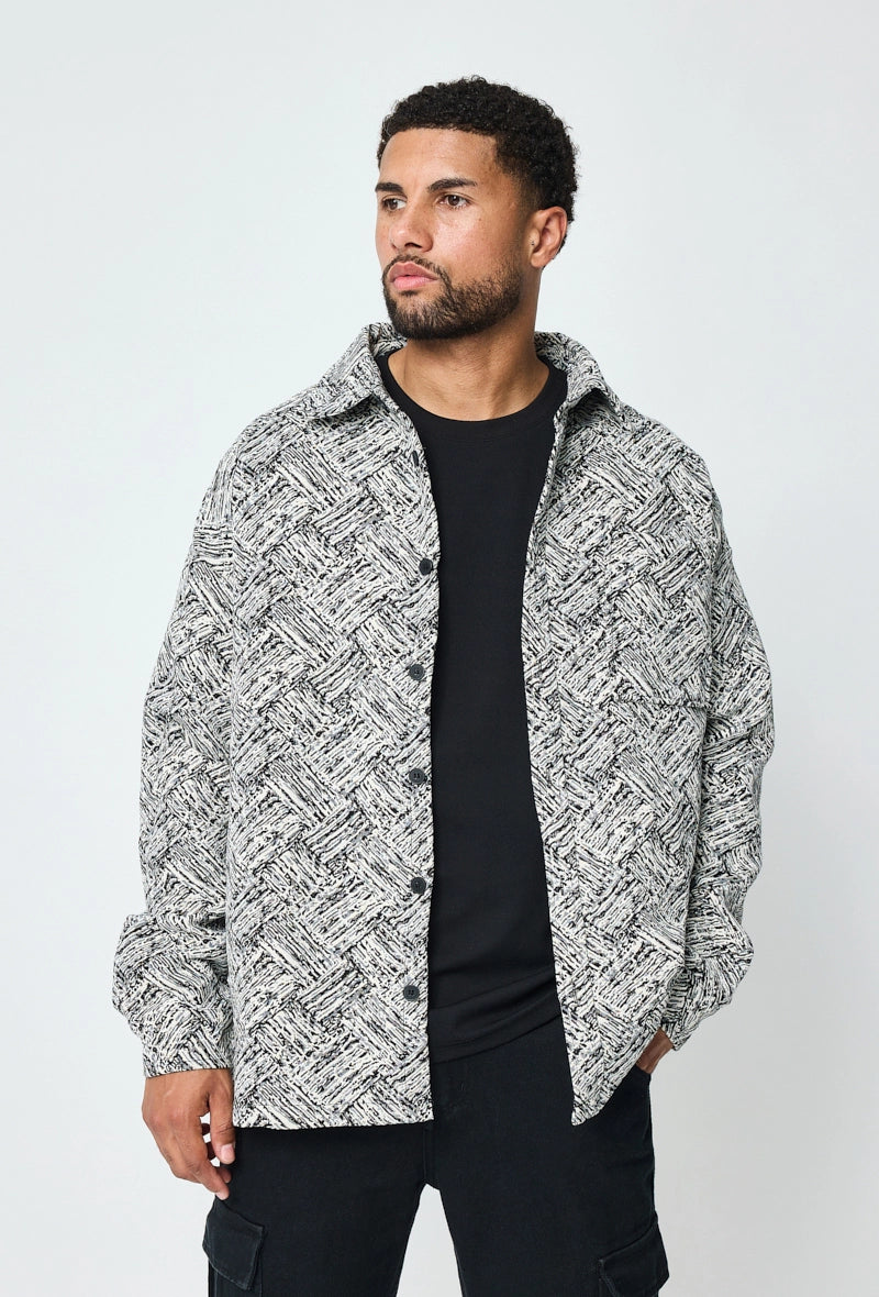 Aztec print canvas overshirt