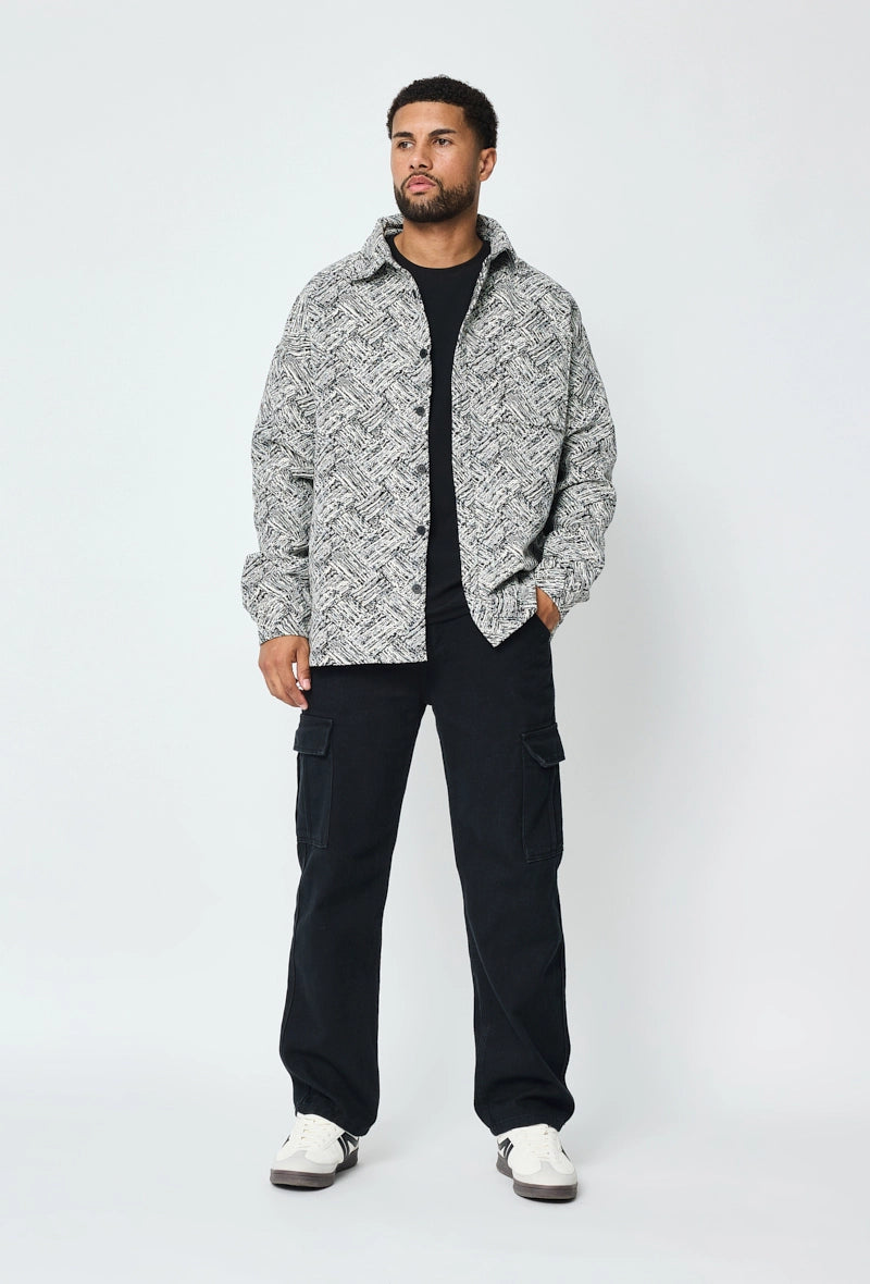 Aztec print canvas overshirt