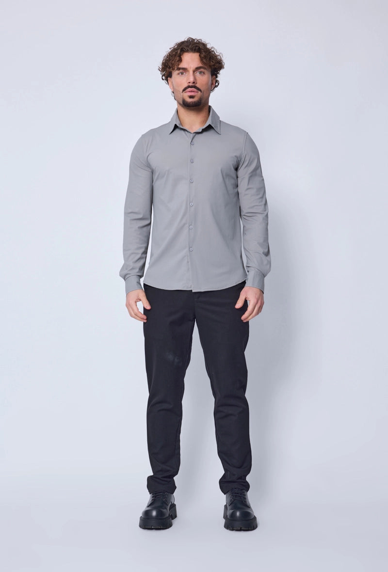 Plain long-sleeved shirt