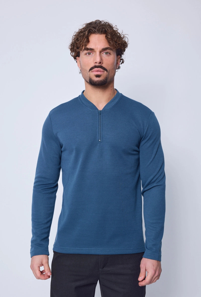 Plain long sleeve polo shirt