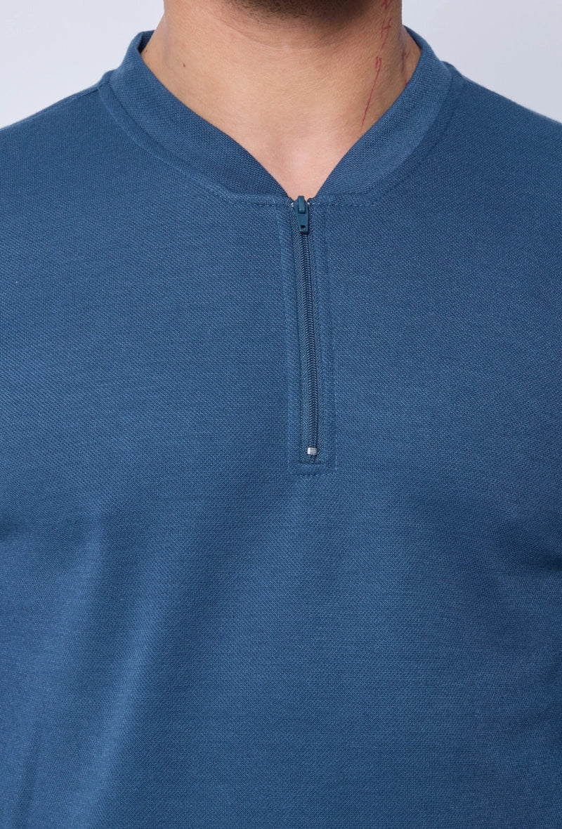 Plain long sleeve polo shirt