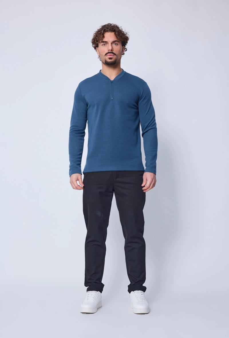 Plain long sleeve polo shirt