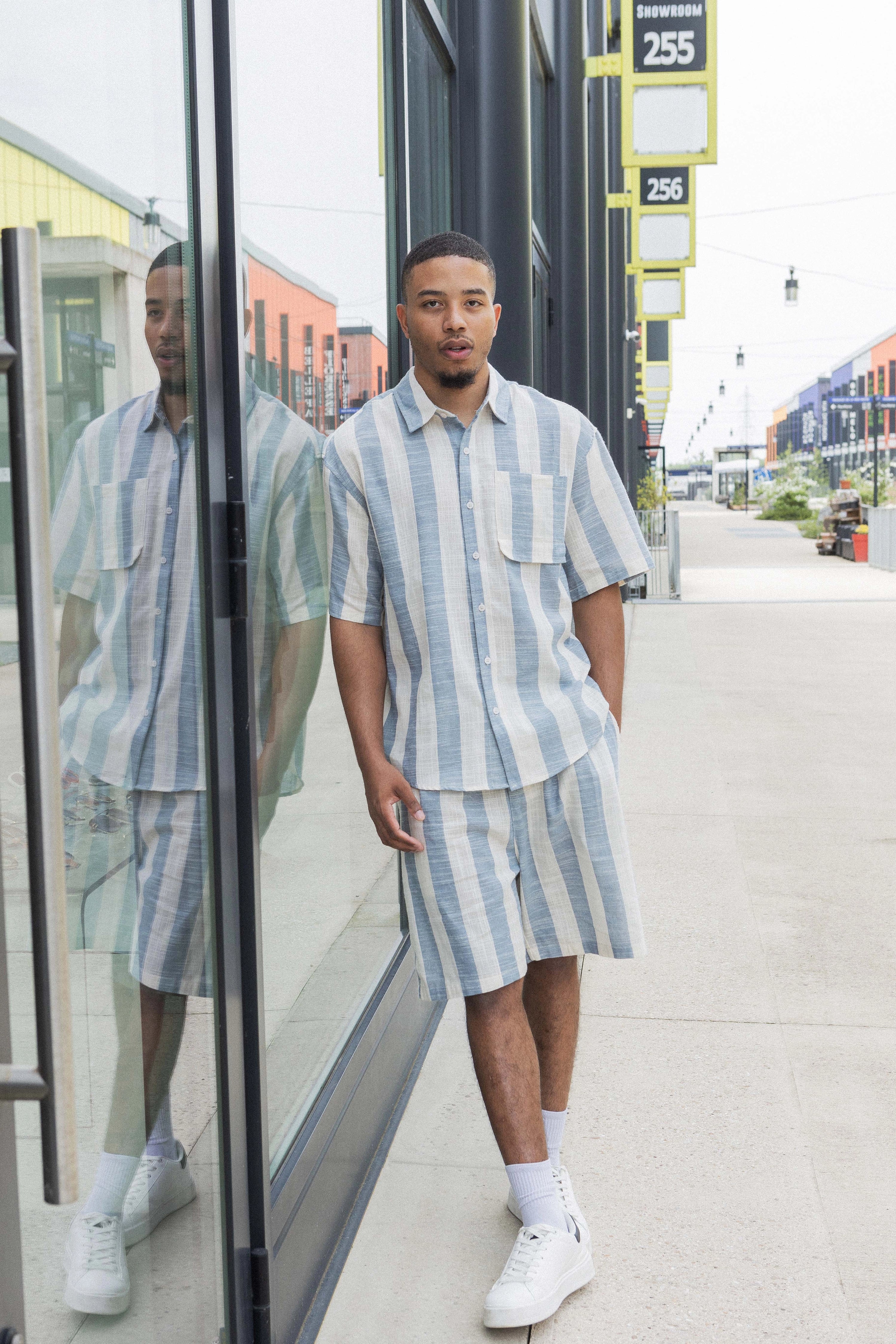 Striped shirt shorts set