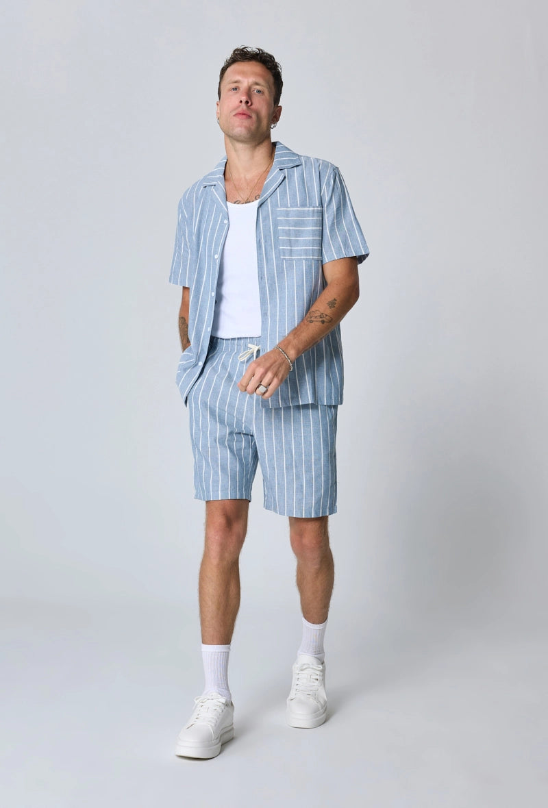 Striped short sleeve shirt shorts set