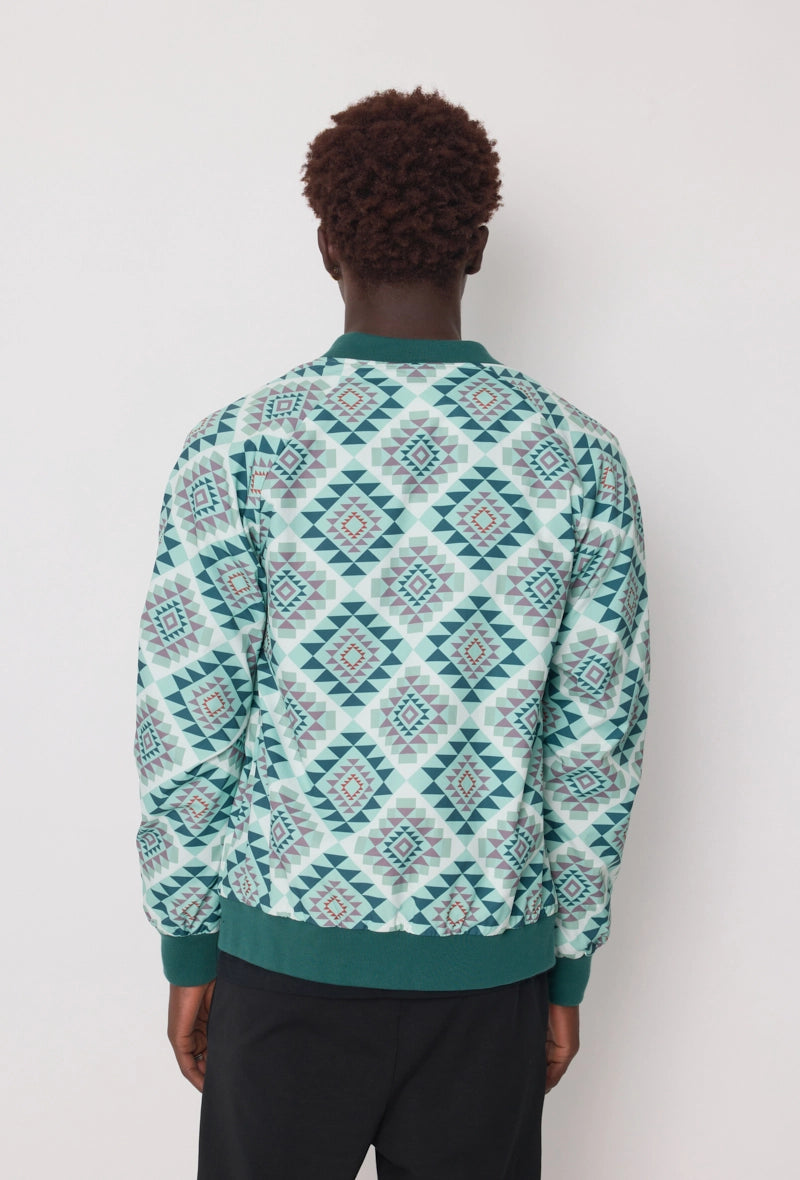 Fine bomber jacket with geometric patterns