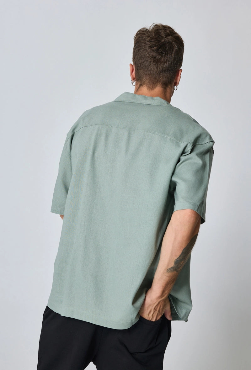 Plain Multi-Pocket Short-Sleeve Shirt