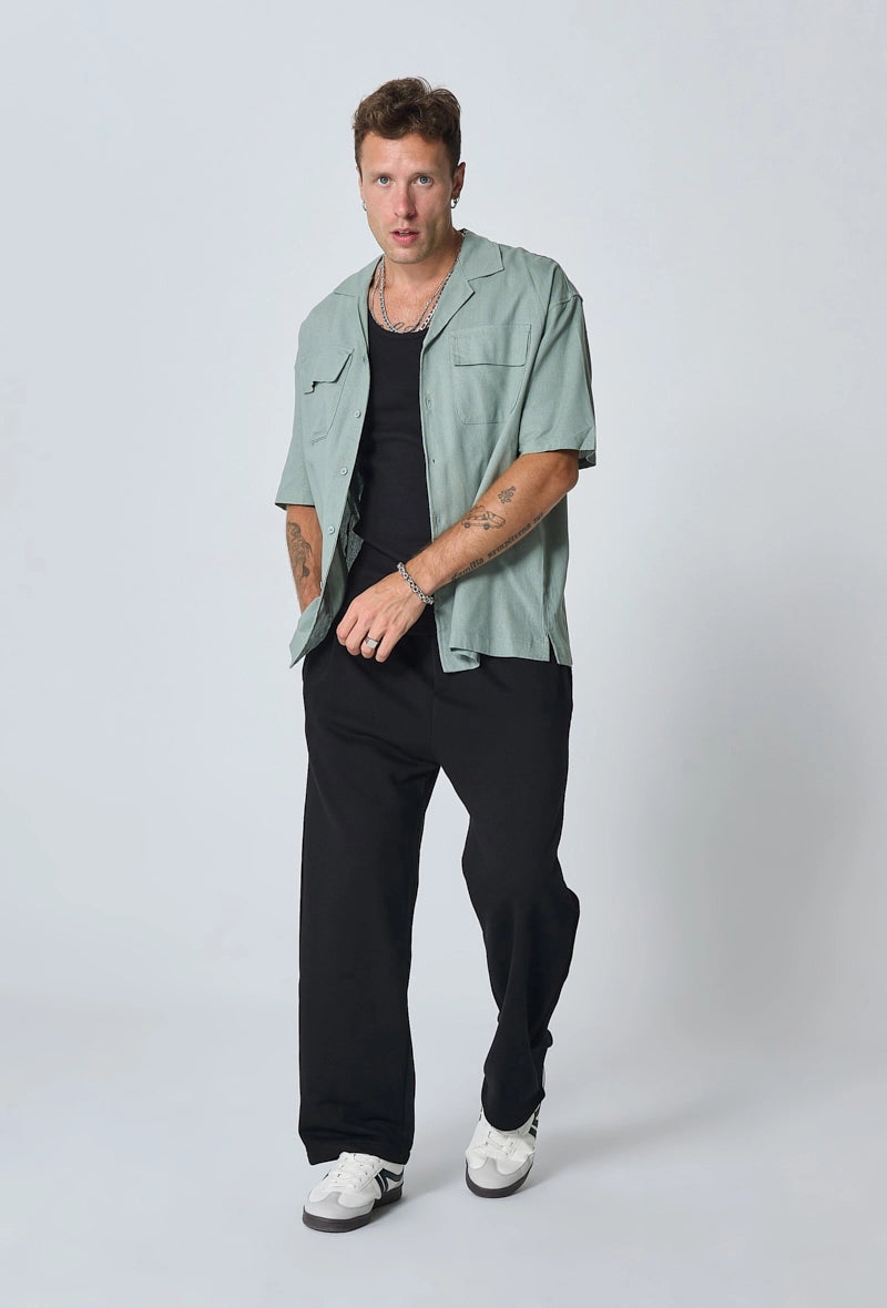 Plain Multi-Pocket Short-Sleeve Shirt