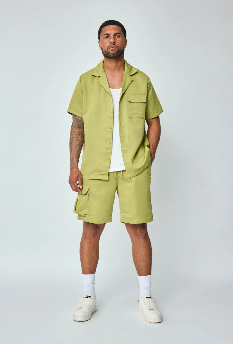 Plain lounge shirt shorts set