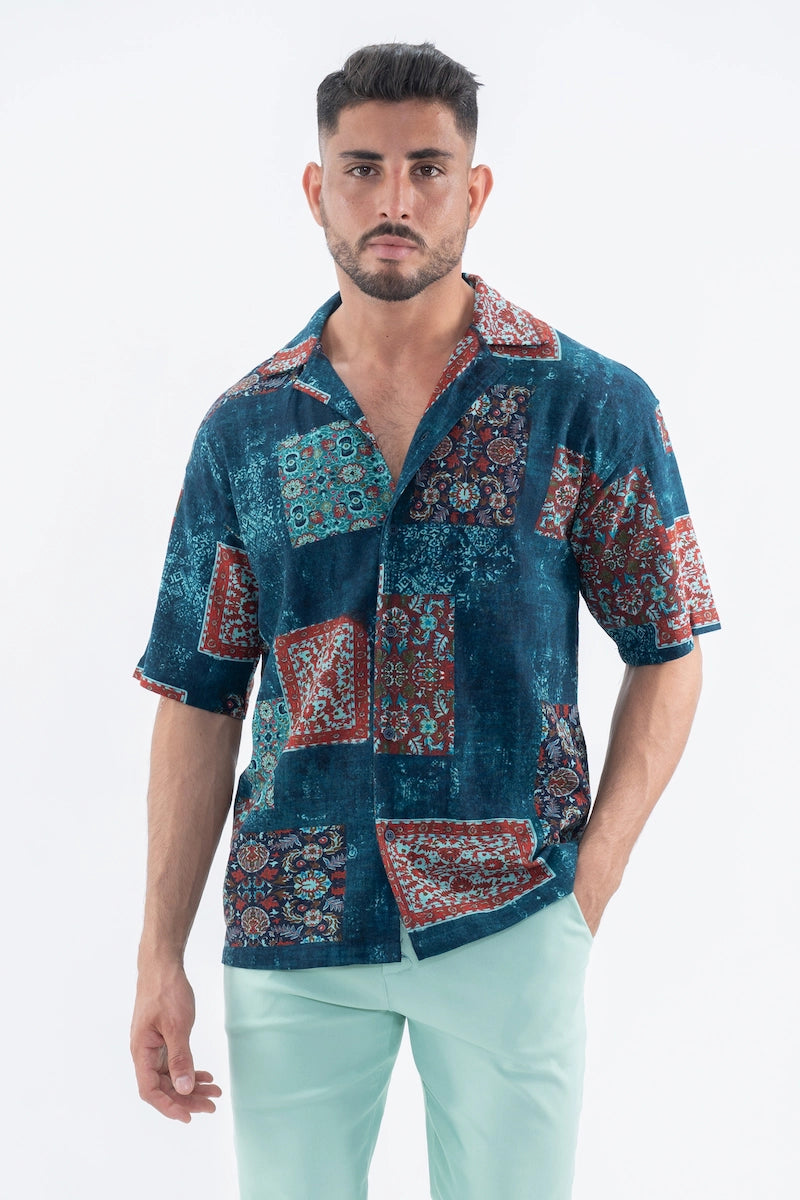 Chemise à manches courtes à motif intégral