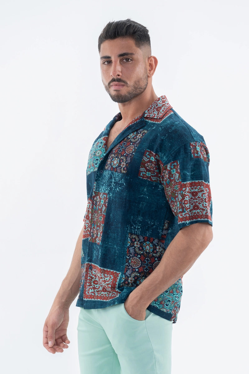 Chemise à manches courtes à motif intégral