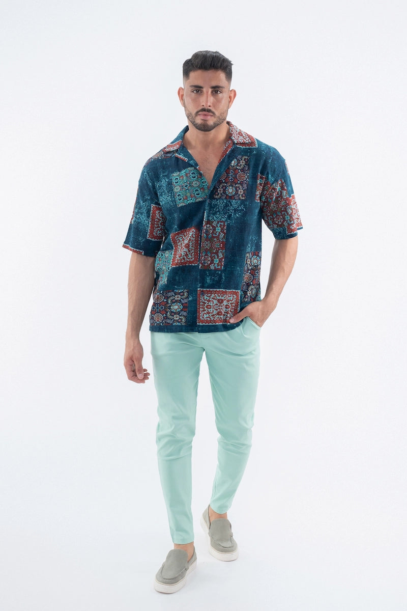 Chemise à manches courtes à motif intégral