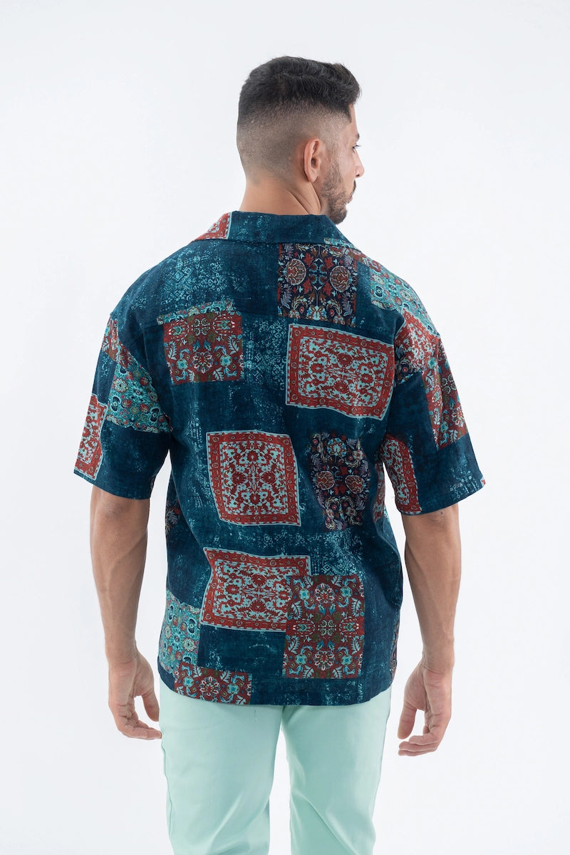 Chemise à manches courtes à motif intégral