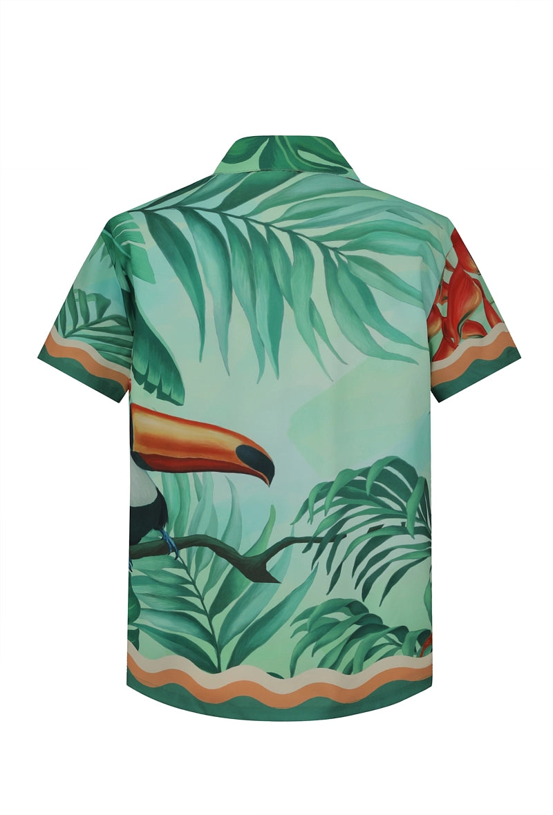 Chemise à manches courtes à imprimé tropical