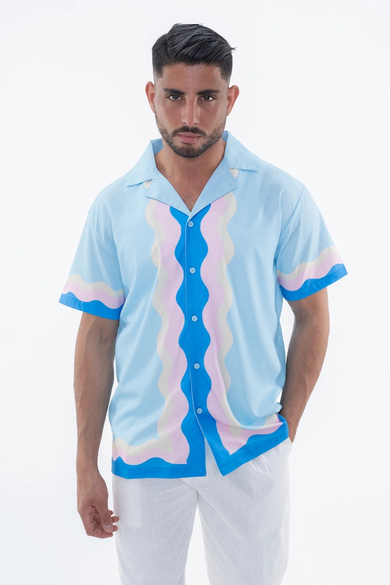 Chemise décontractée à motif ondulé