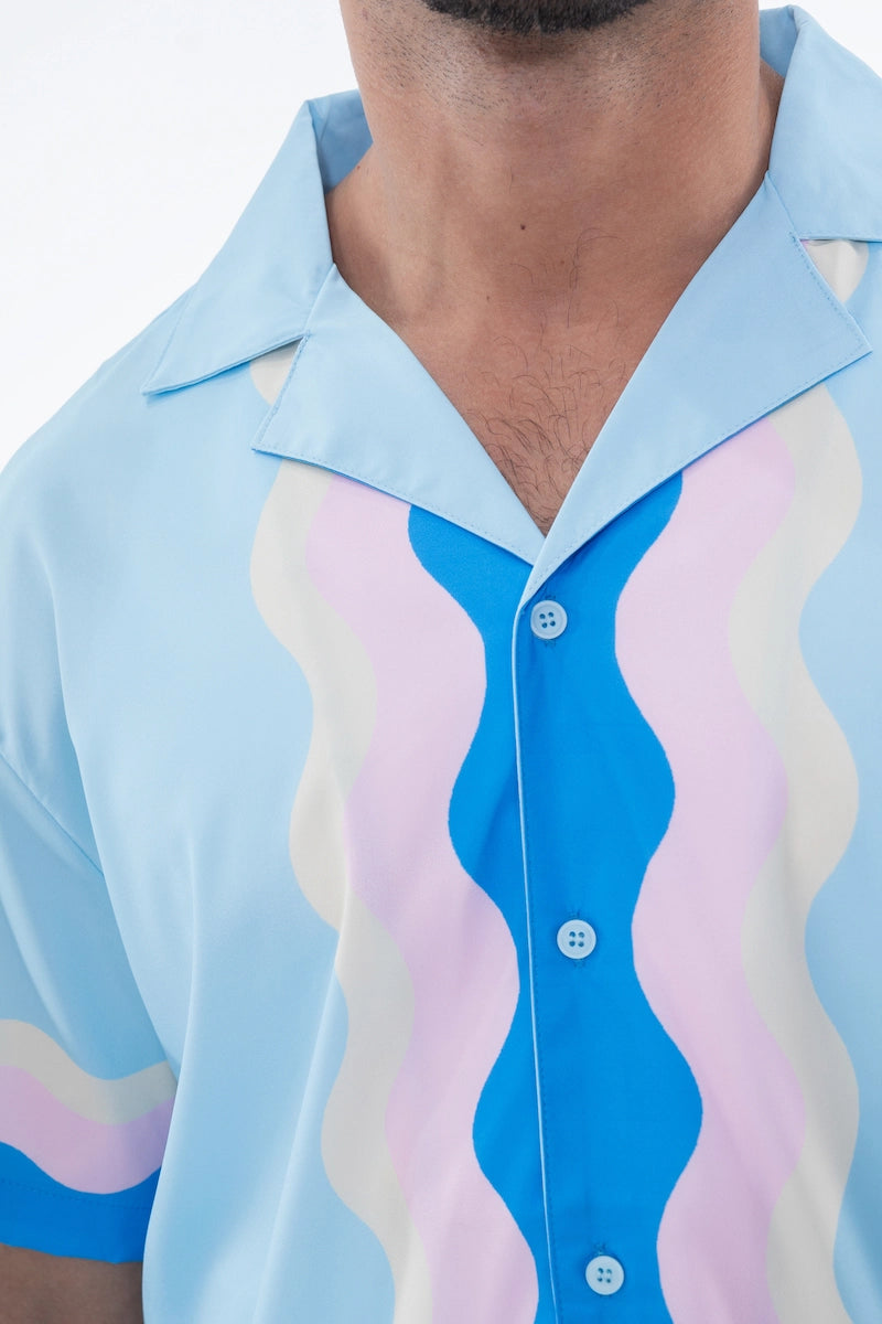 Chemise décontractée à motif ondulé