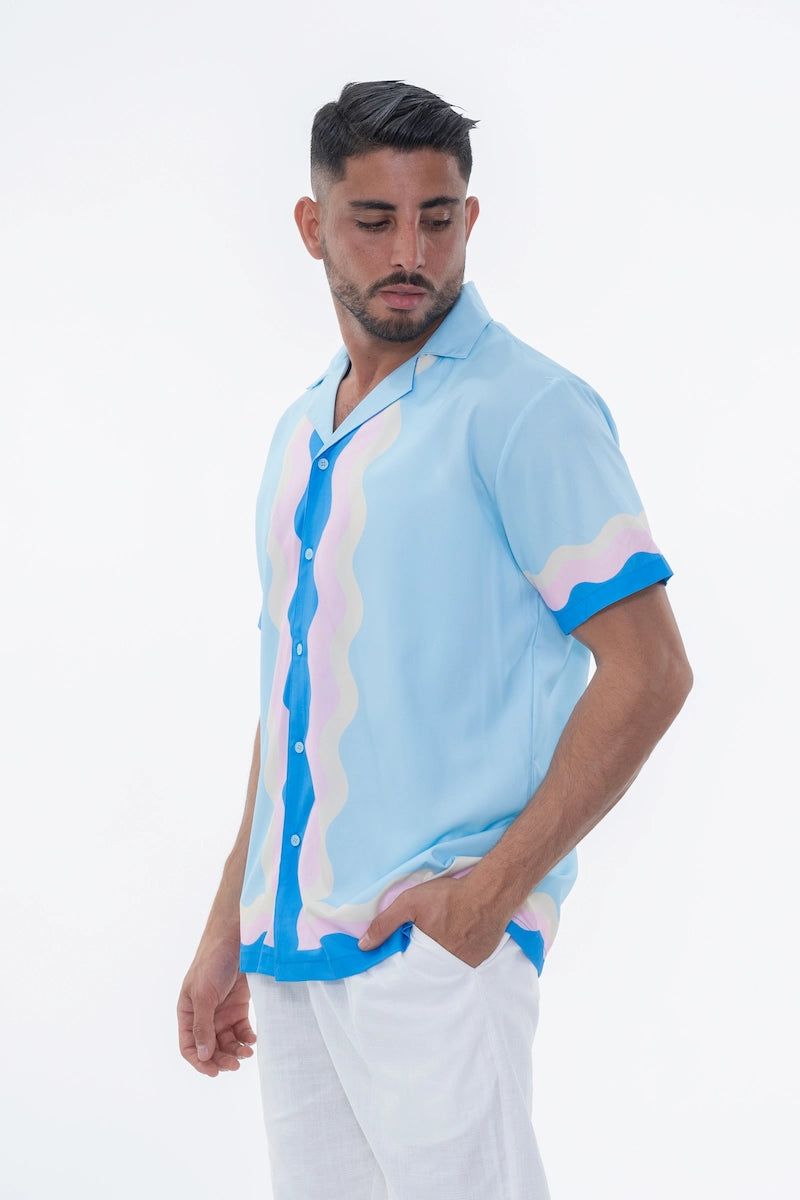 Chemise décontractée à motif ondulé