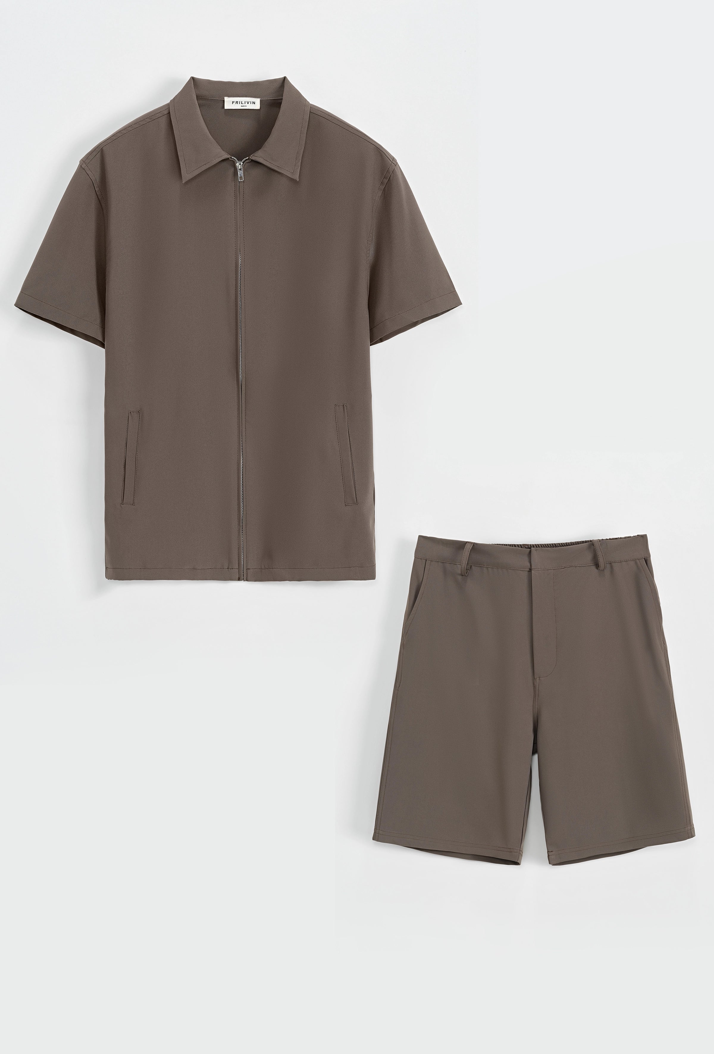 Ensemble chemise et shorts zippé moderne