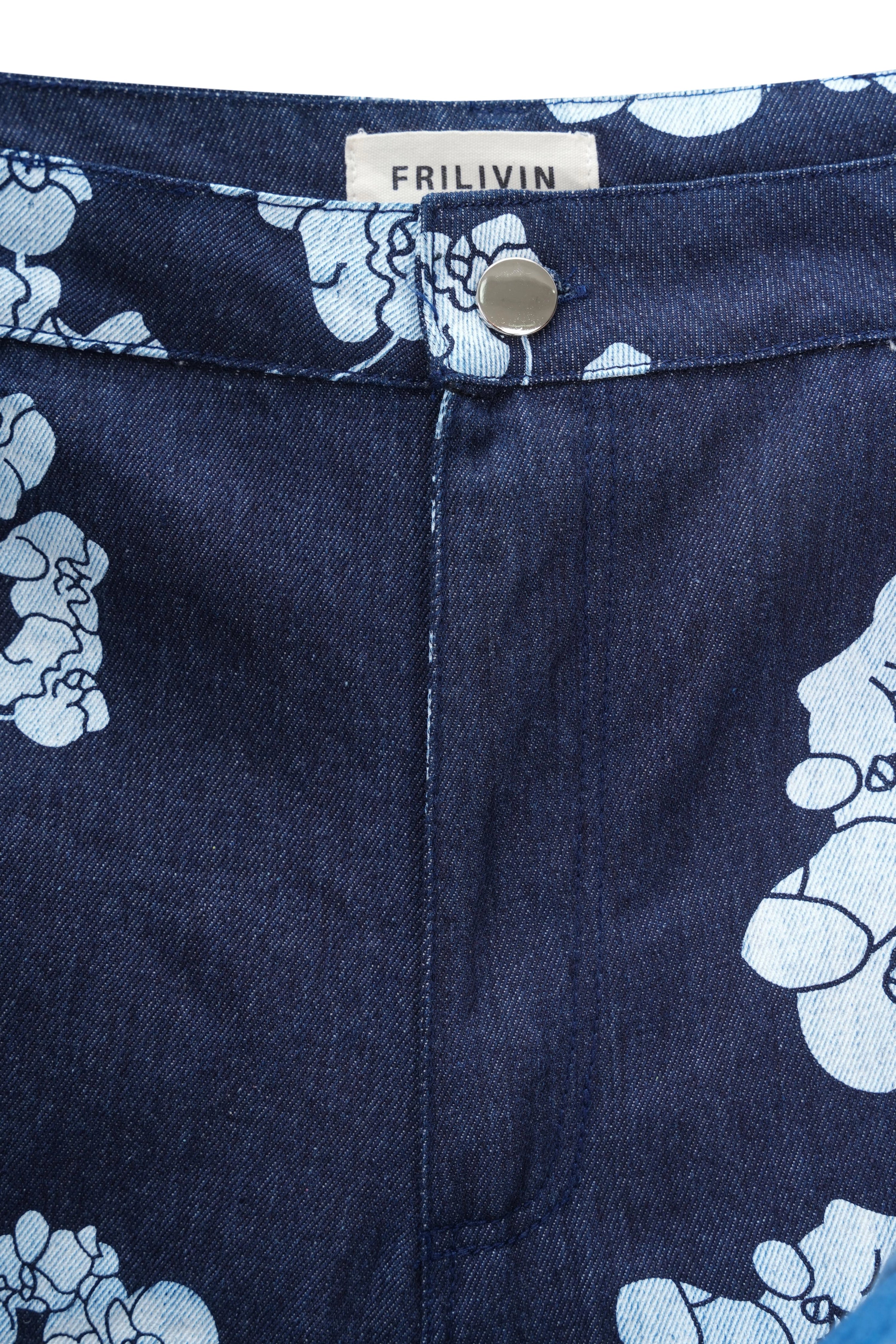 Ensemble veste pantalon en jean fleurie